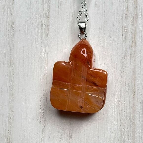 Carnelian banded agate turtle carving pendant necklace silver plated crystal dru - Picture 6 of 9